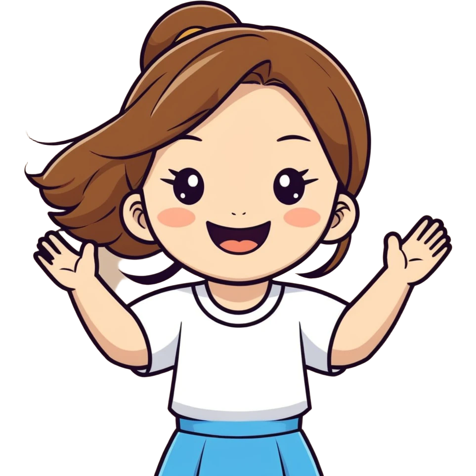 стильной девушки с русыми волосами азиатки белой кожей радуется emoji