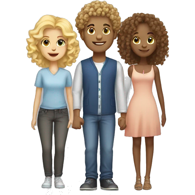 Curly hair guy with blonde girl couple  emoji