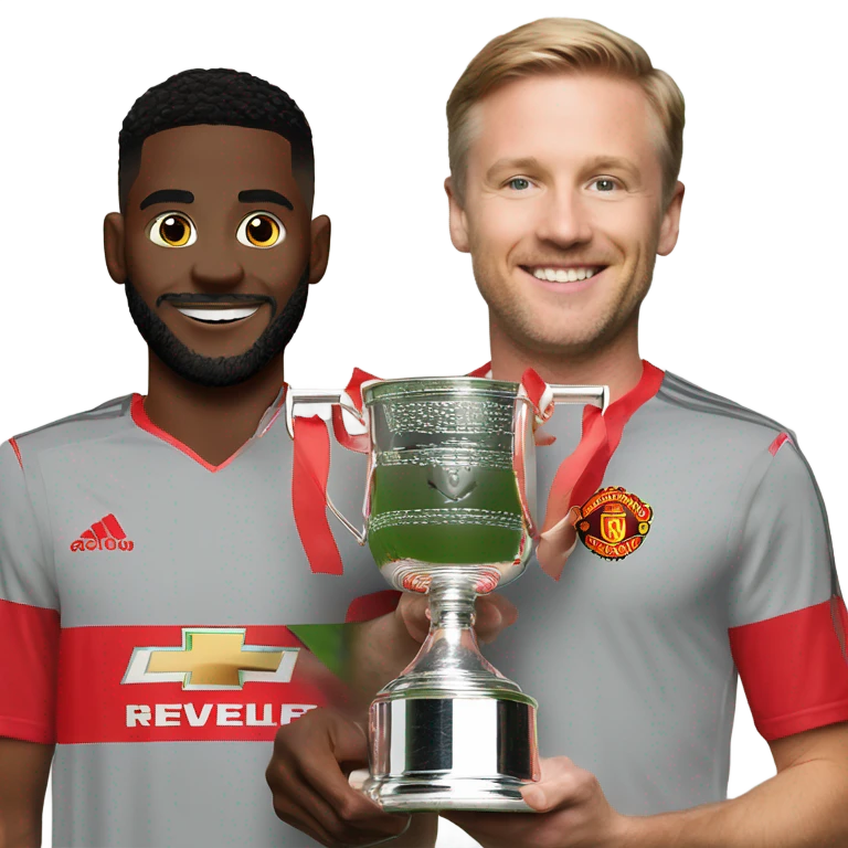 Person with a man united kit lifting the EFL Championship trophy emoji
