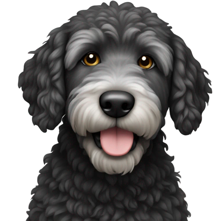 Black with gray golden doodle  emoji