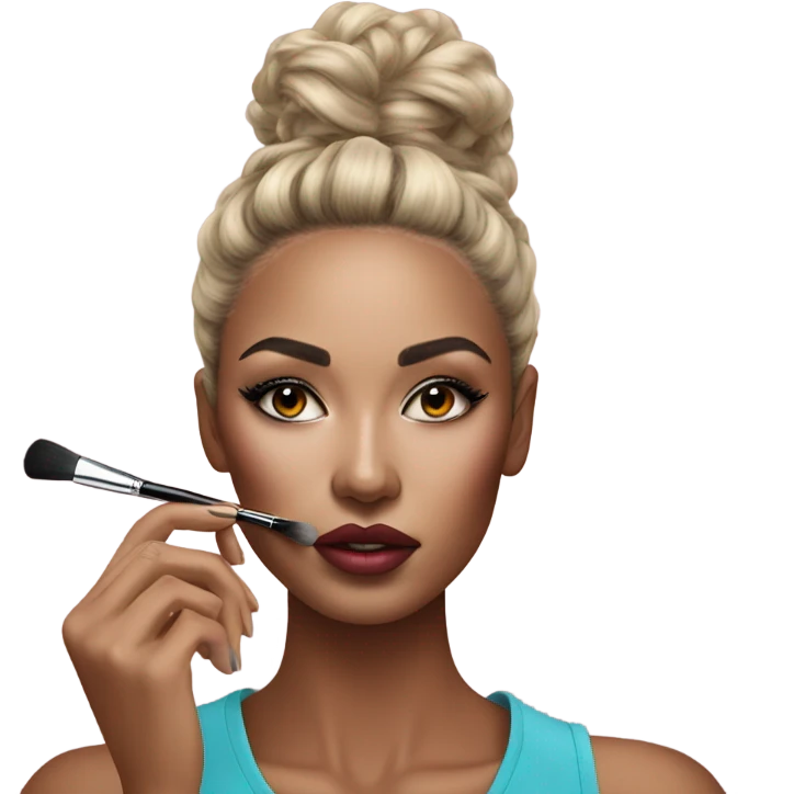 Hyper Realistic fashion model applying her make up emoji