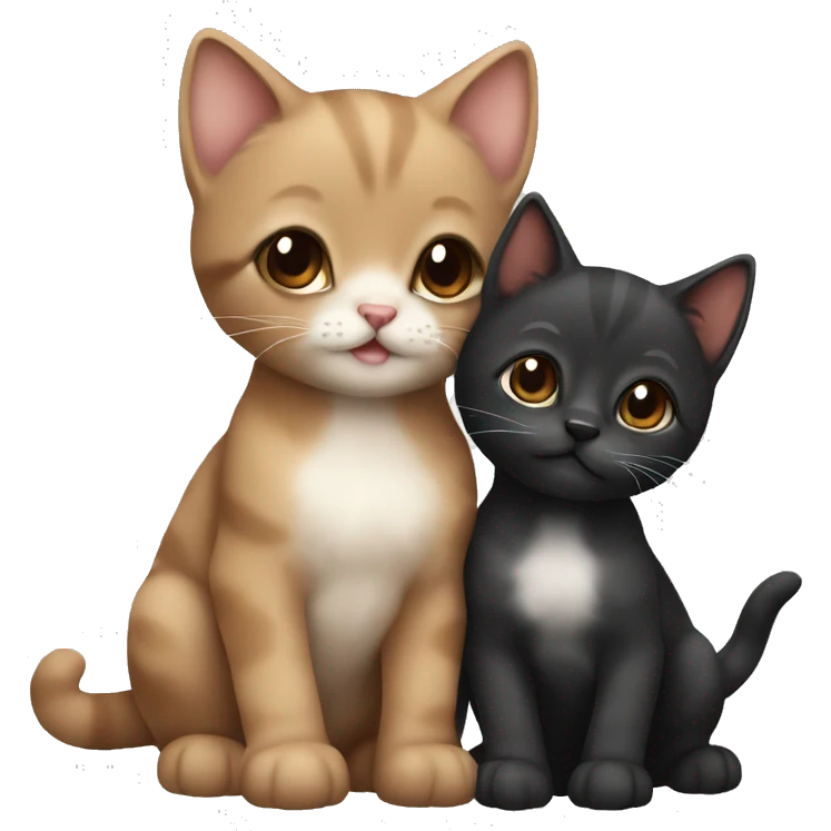 Cute Kitten best friends black and brown  emoji