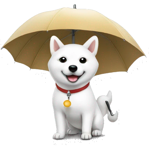 White Shiba with an umbrella  emoji