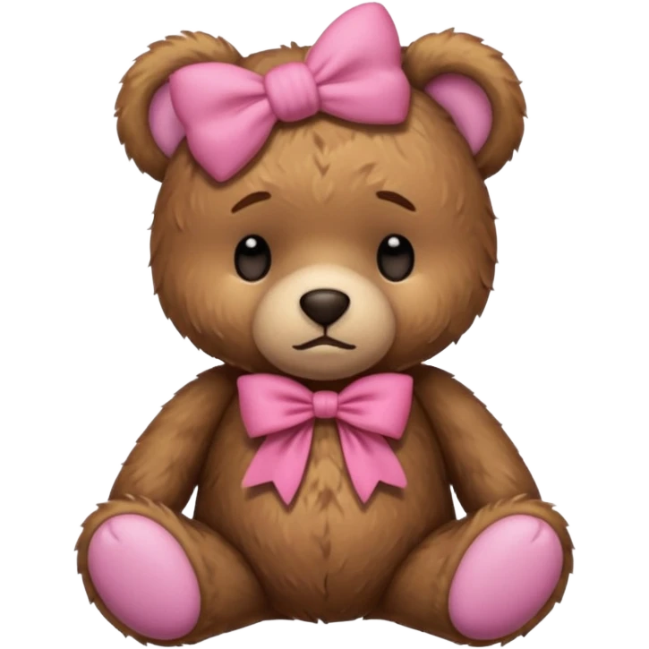 Sad Sleepy teddy bear wearing pink bow emoji