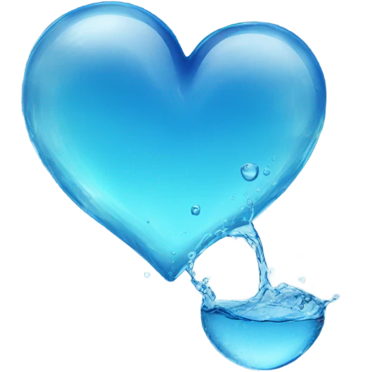 Blue clear Heart made out of water  emoji