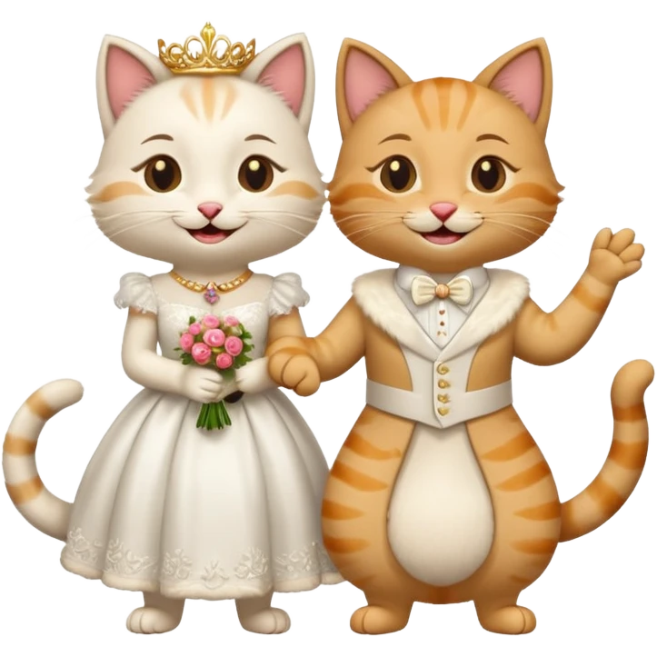 2 happy cats getting married in spain emoji
