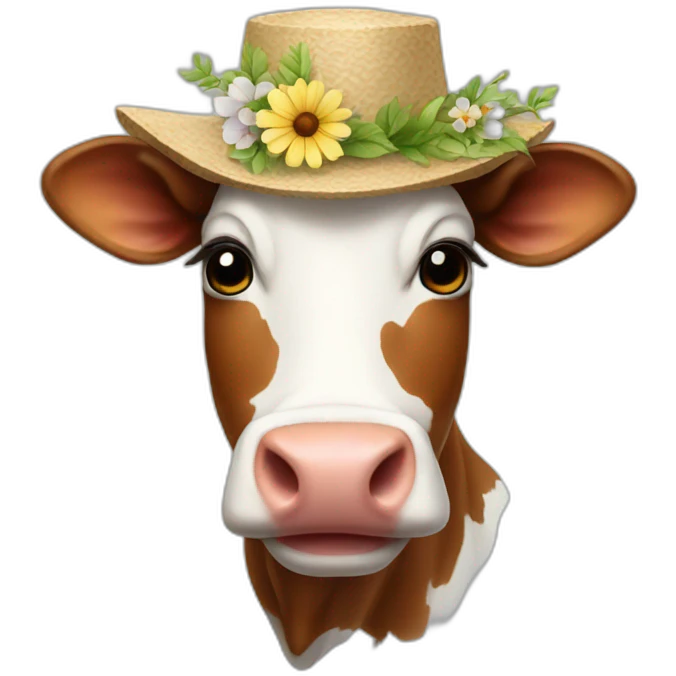 cow with a flower hat emoji