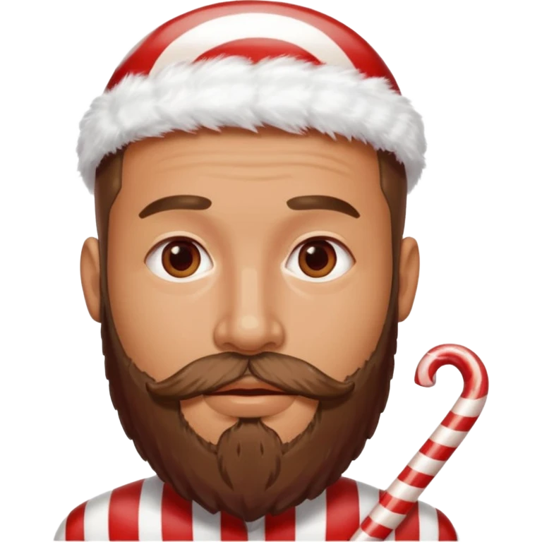 spectacled guy with beard made out of peppermint candy emoji