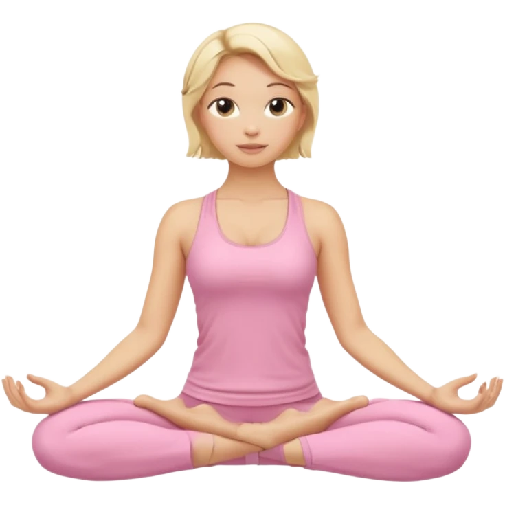 blonde yoga girl light pink clothes n emoji