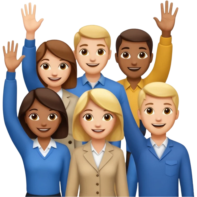 standing and saying goodbye a group of coworkers to right side emoji