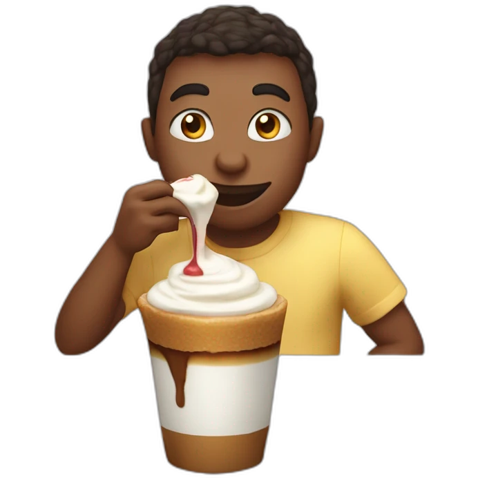 Dereck  eat a flan with Milk shake emoji