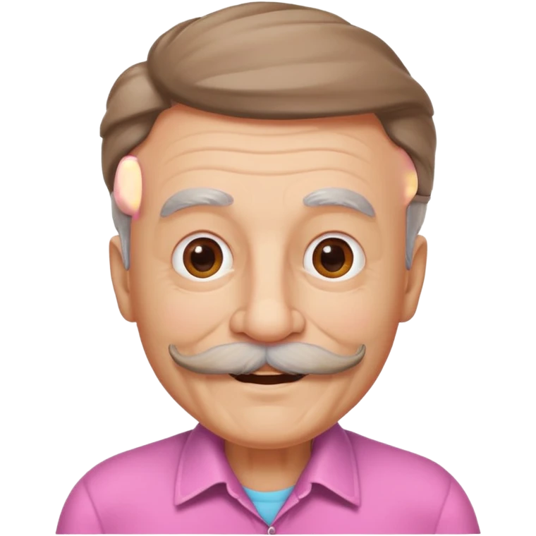 old guy with funny hair and brown shades and big  pink mustache emoji