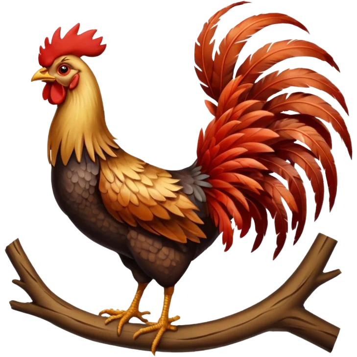 Rooster standing on tree emoji