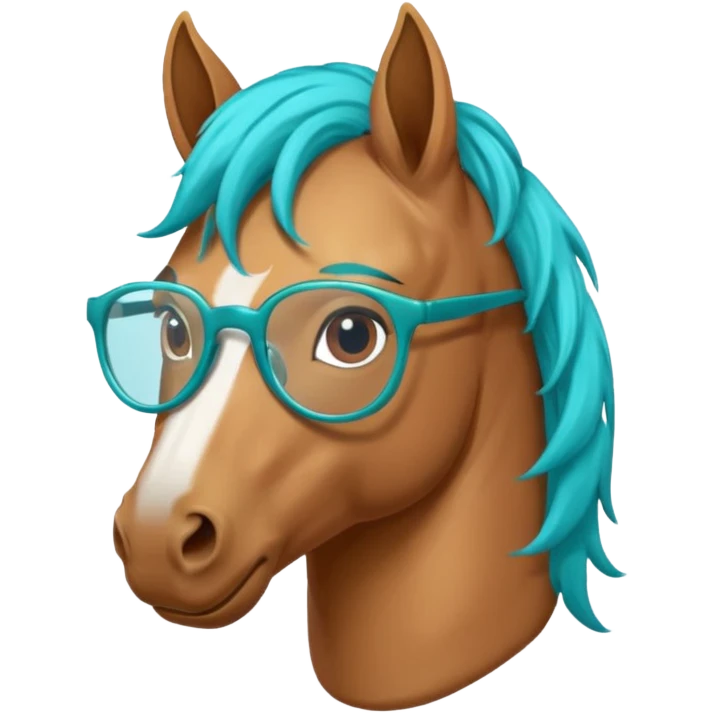 horse head with turquoise hair and glasses emoji