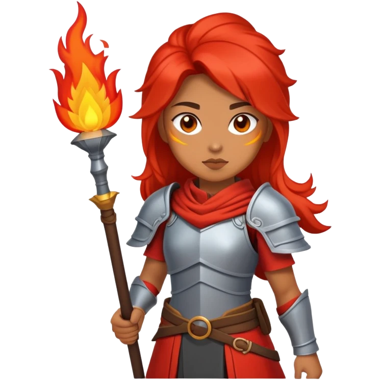 Young female warrior with fire powers inspired by The Poppy War emoji