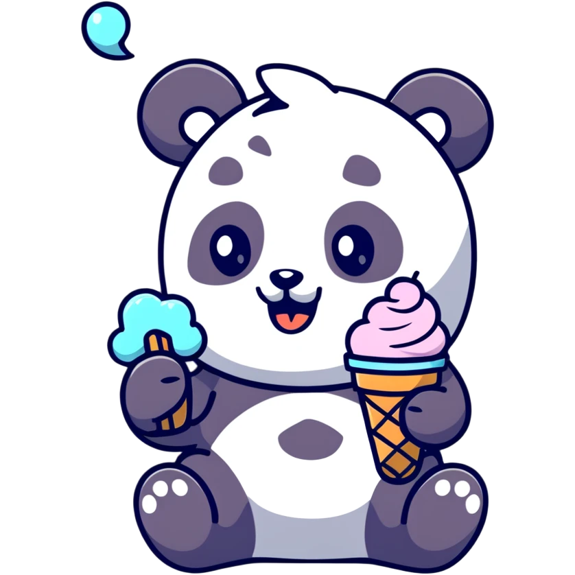 Panda eating ice cream emoji