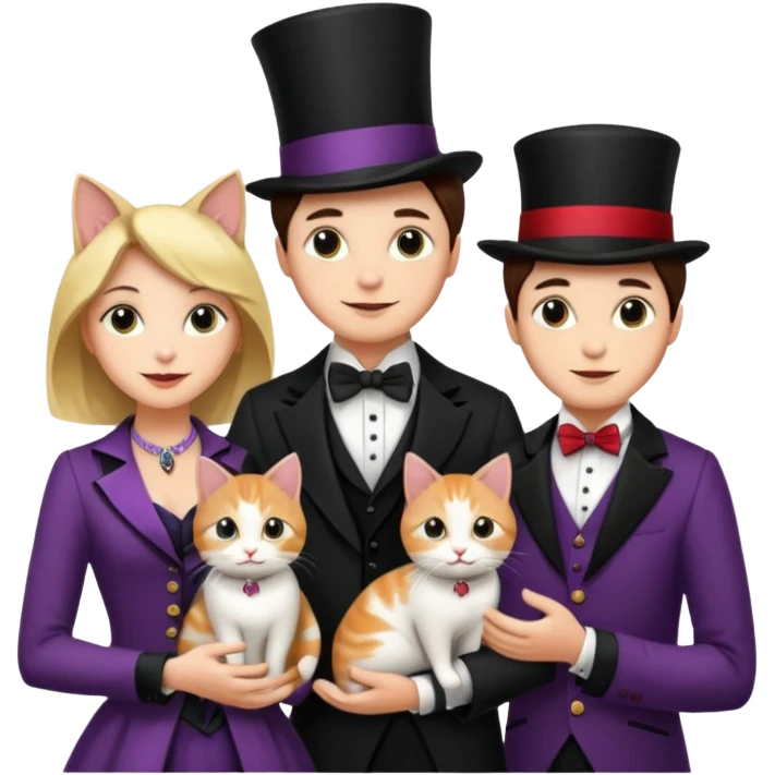 magician couple and their pet cat emoji