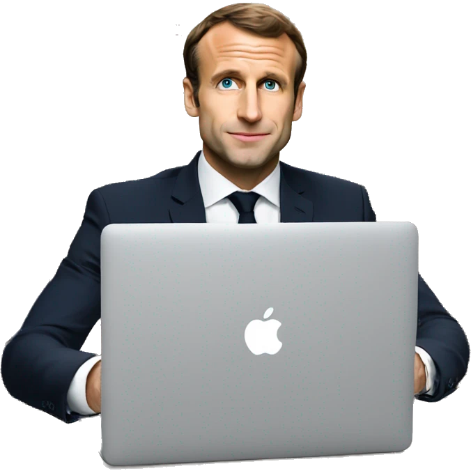 Macron with macbook emoji