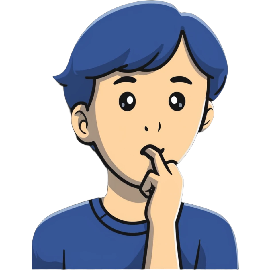 person with finger in mouth, thoughtful expression emoji
