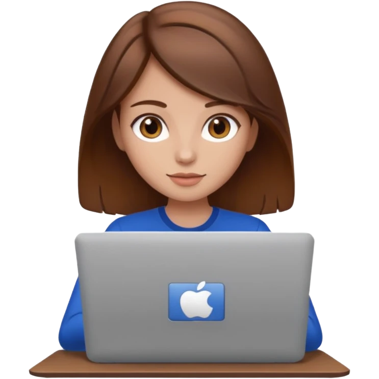 Graphic Designer girl brown hair with laptop emoji