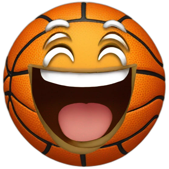 Basketball with a smilling face emoji