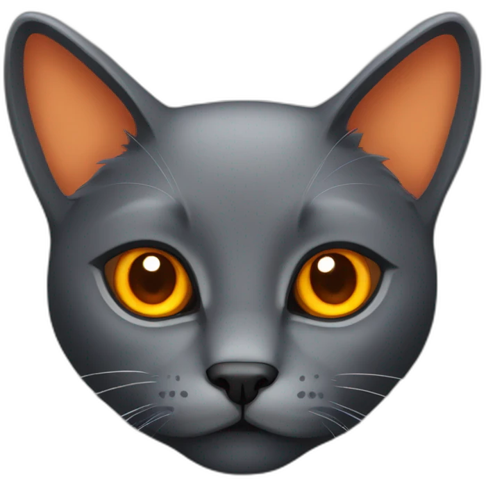 Dark gray cat with orange eyea emoji