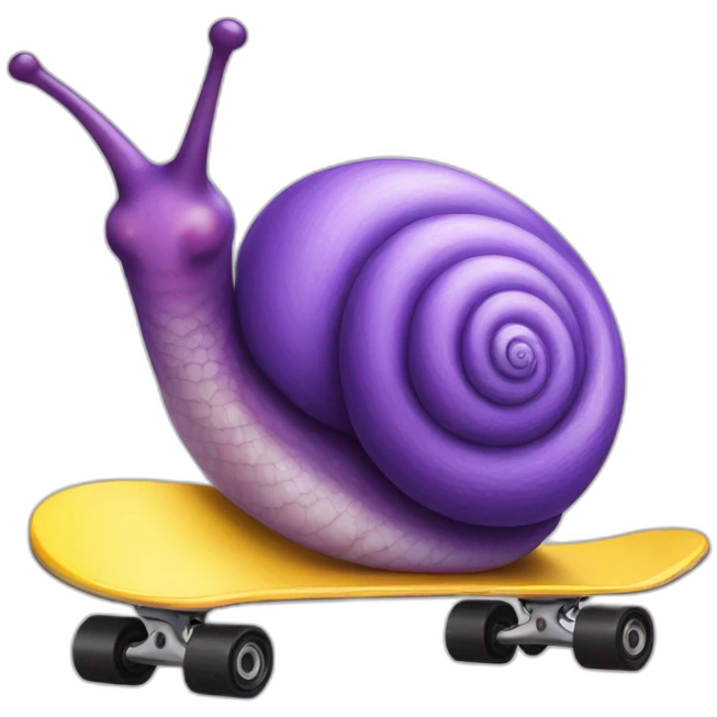 purple snail on a yellow skateboard emoji