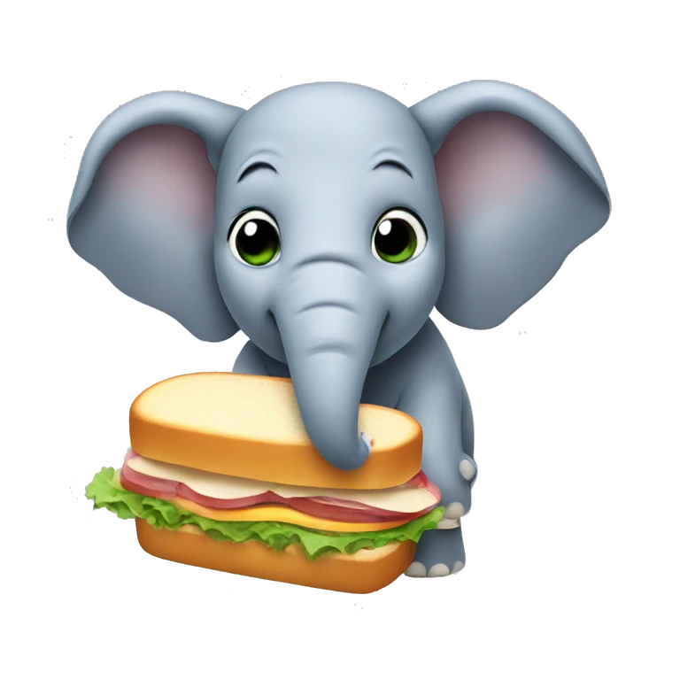 An elephant eating a sandwich emoji