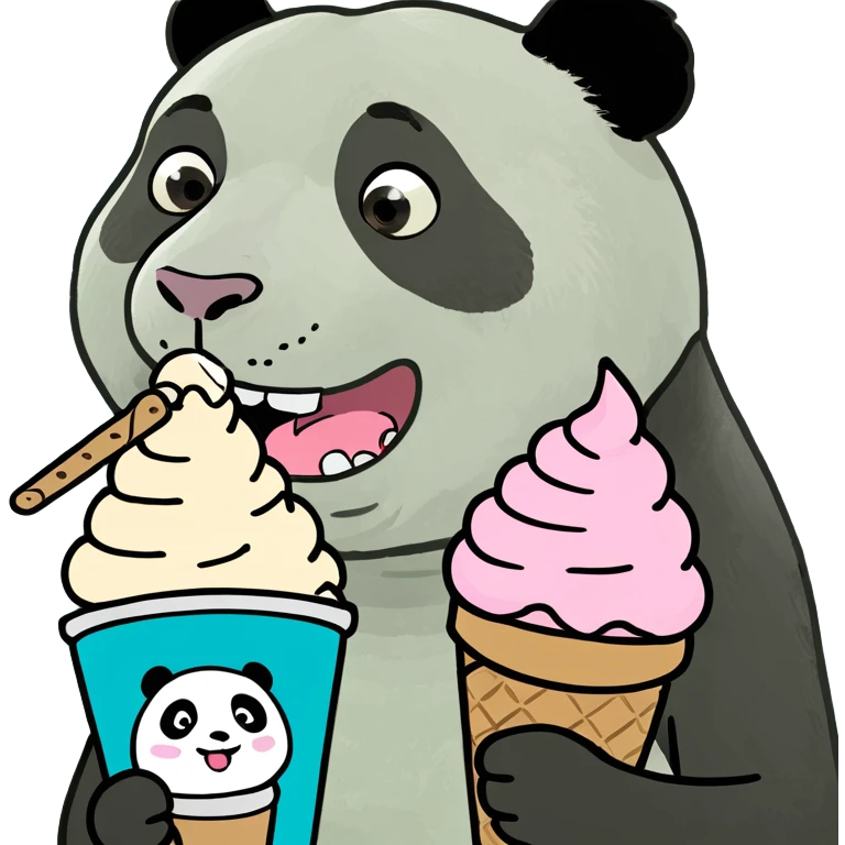Panda eating ice cream emoji