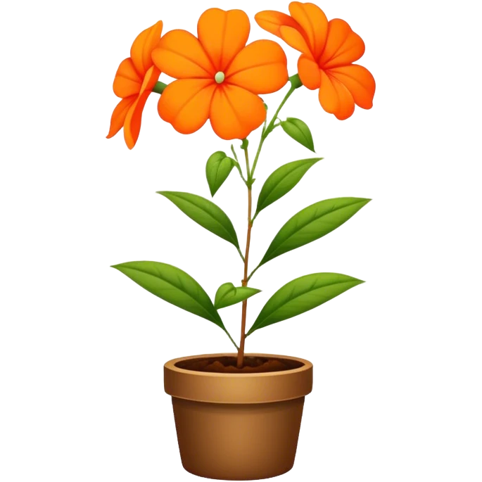 single Orange Impatiens, straight stem emoji