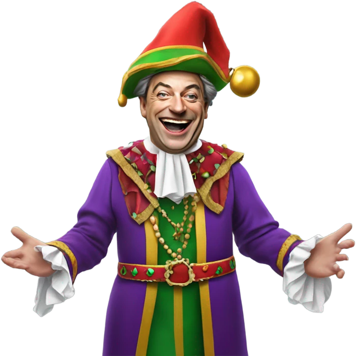 Nigel Farage as a court jester emoji