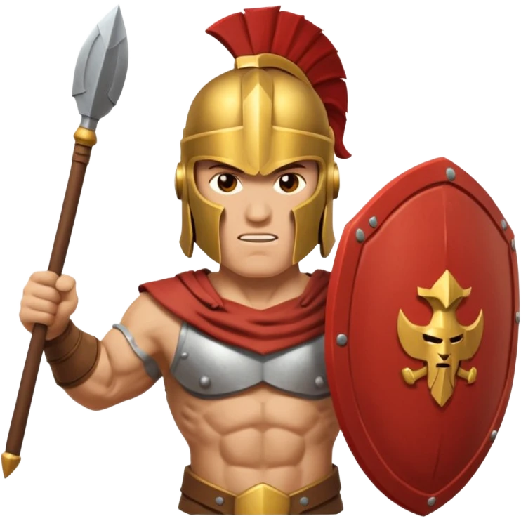 A spertan warrior shaking a shield writing "LAZY NOOB"on it emoji