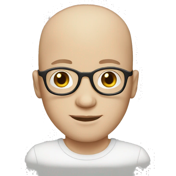 white skin male with no hair, round glasses emoji