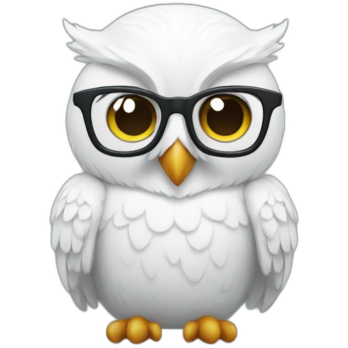 white Owl with nerd glasses emoji