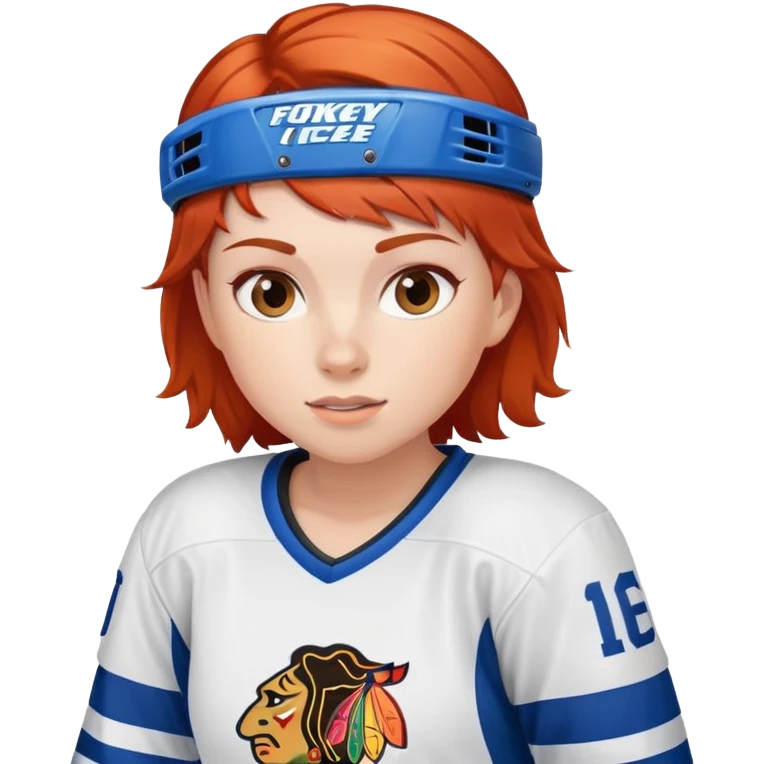 Red haired Girl ice hockey player emoji
