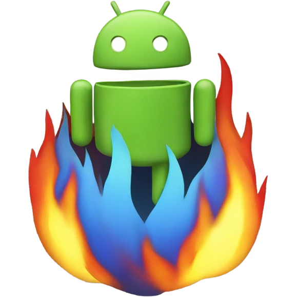 The Android logo on fire emoji