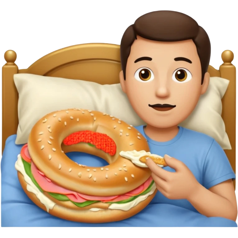 guy in bed eating a bagel emoji