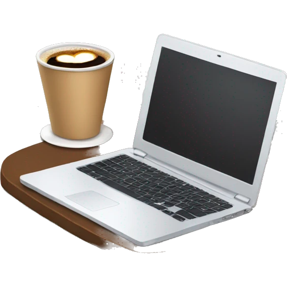 laptop with cup of coffe emoji