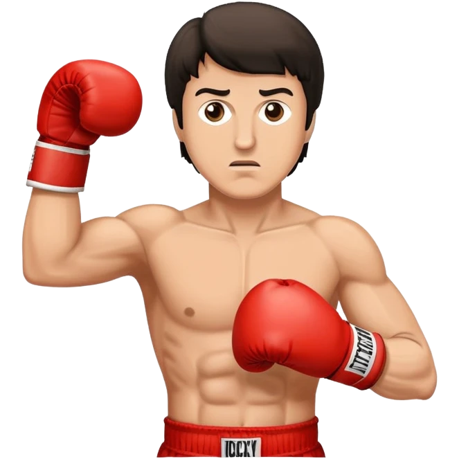Boxing fighter Rocky Balboa with boxing gloves in fighting stance emoji