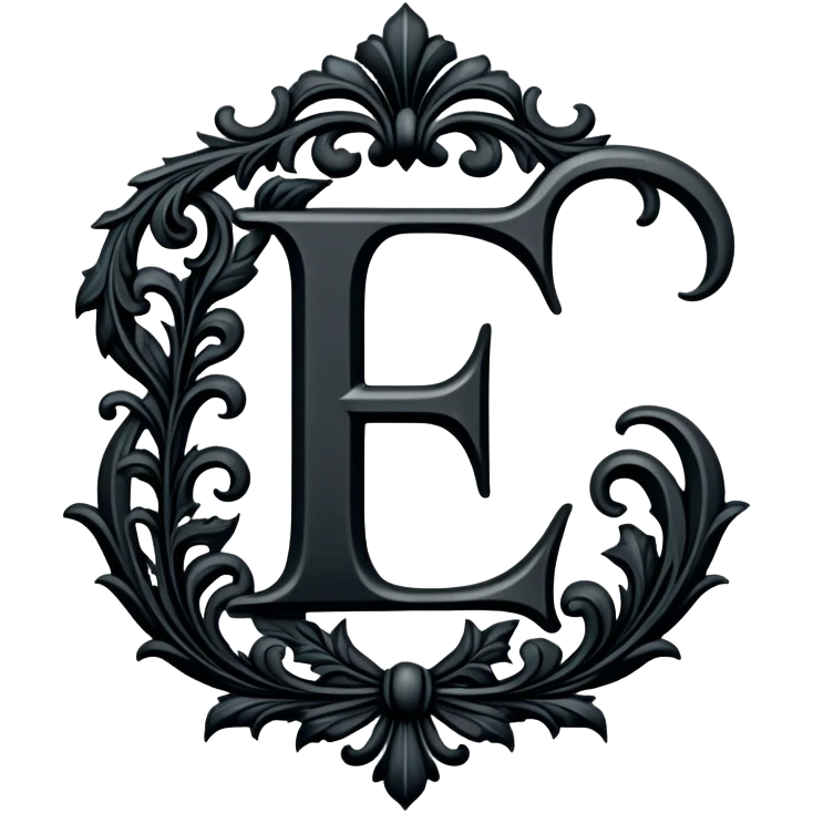 Black gothic Victorian , letter “F” of the alphabet emoji