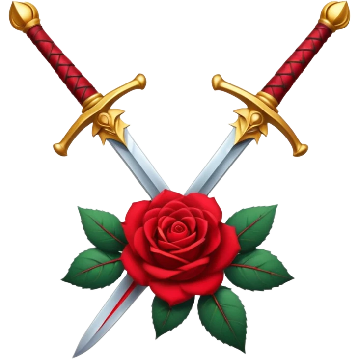 Crossed weapons with a rose emoji