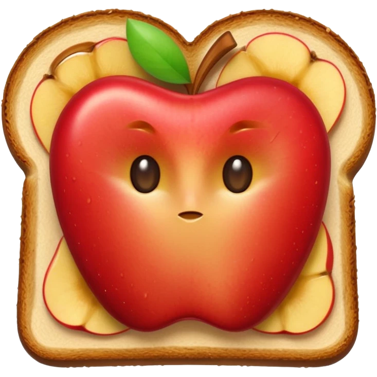 toast with apple slices on top, classic emoji look, no text emoji
