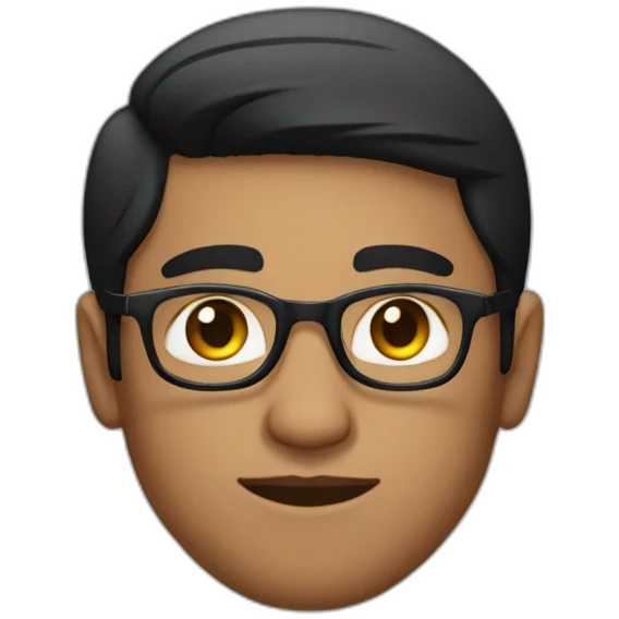 indian guy with fair skin with straight hair with round fully circular glasses black eyes black hair emoji