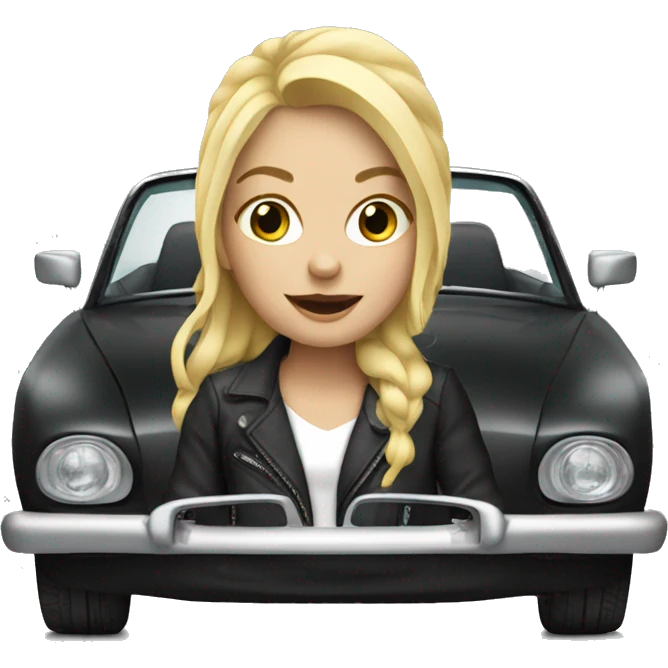 blonde girl in stylish car emoji