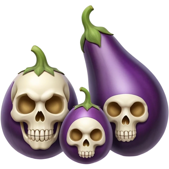 A skull and and two big eggplants emoji