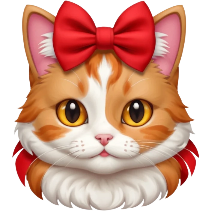 A cute cat wearing a cute bow emoji