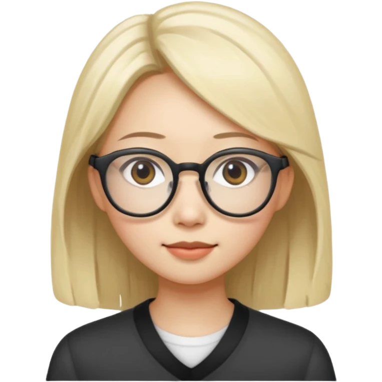 asian looking female with slight blonde hair with eye glasses, fair complexion not that pointed nose but slighty little eye please emoji