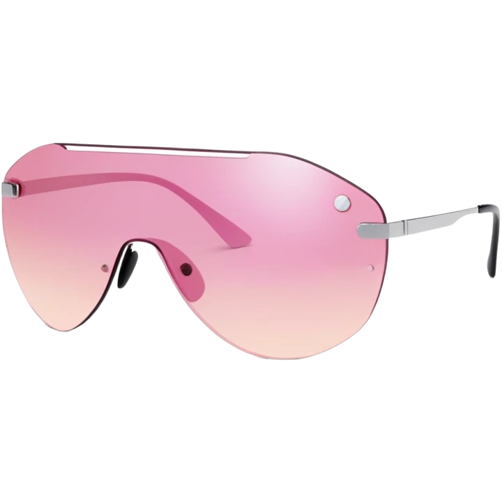 futuristic frameless shield sunglasses, pink tinted one-piece lens, Y2K fashion emoji