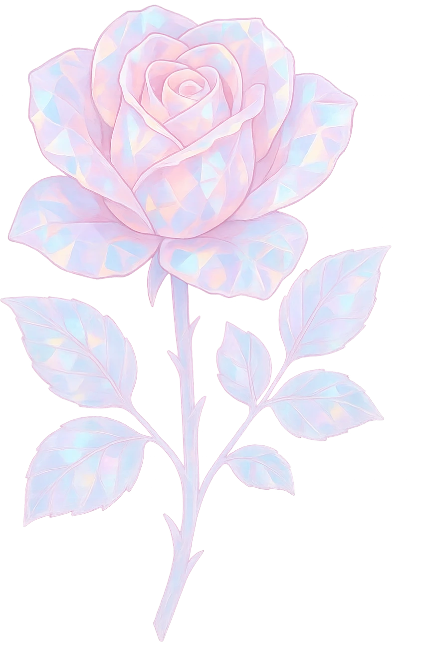 girly Opal crystal rose flower, remove background emoji