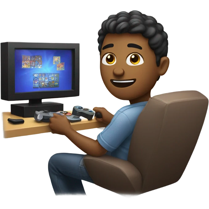 Brown skinned guy playing video games  emoji